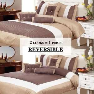  LaCozee Chrisi Reversible Comforter Set in Gold   Queen 
