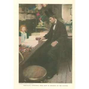  1907 Frank Schoonover Print Abraham Lincoln Toy Counter 