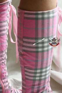 KAWAII KNEE Sneaker boots 13/13.5 Pink PLAID/Tartan 44  