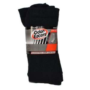  3 Pack Odor Eaters Mens Crew Socks Black Shoe Size 6 12 