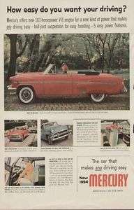 Mercury Monterey 1954 Cherry Red Convertible Car Ad  