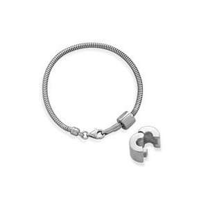  Sterling Silver Charm Bead Bracelet 8.5 Snake Chain 2.8mm 