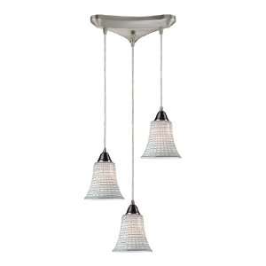 Elk Lighting 31139/3WH Vertigo   Three Light Pendant, Satin Nickel 