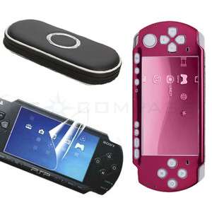 Red Skin Case+ Black Bag+ Screen Protector For Sony PSP 3000  