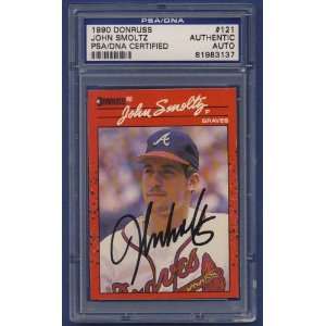  1990 Donruss JOHN SMOLTZ Braves Signed Card PSA/DNA 