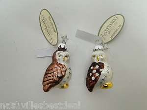   Glitter Owl Christmas Ornament Set of 2 Glass from the Holiday  