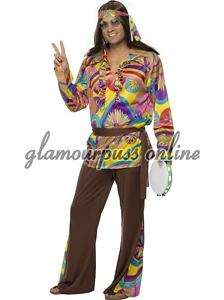 Fancy Dress Psychedelic 60s 70s Hippie Male ALL SIZES  