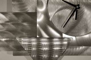 Modern Abstract Metal Wall Art Decor Sculpture Silver/Black Stream 
