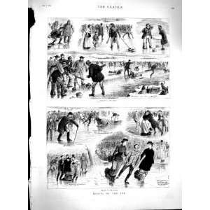   1880 Ice Skating Winter Sport Curling Sledging Print