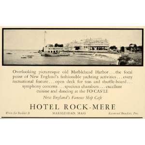 1934 Ad Hotel Rock Mere Marblehead Harbor R Brackett   Original Print 