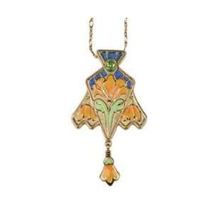  Cloisonne Lily Pendant   Collectible Medallion Necklace 