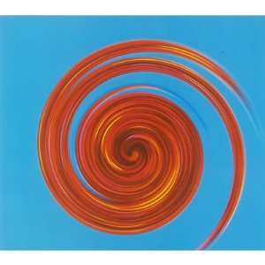 7x7) Michael Banks Whirl No 3 Red on Sky Blue Greeting Cards 12 Per 