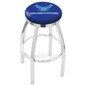 25 Air Force Counter Stool   Swivel With Chrome Ring and Chrome 