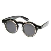   Steampunk Costume Round Circle Flip Up Clear Lens Glasses 2950  