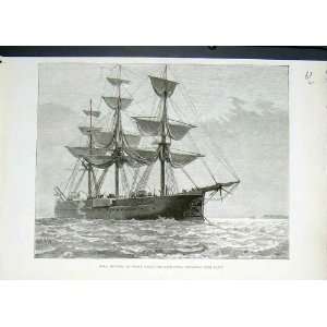 Hms Triumph Explosion Ship Sea Ships Old Print 1882 