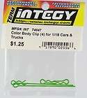 Integy Green Body Clips for 1/18 Cars & Trucks (2 long/2 short)