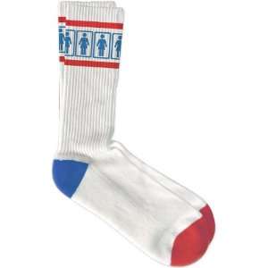  Girl Team America Socks White Red Blue 1pair Skate Socks 