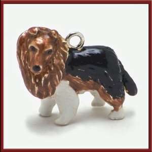  MiniPets Sterling Silver Enameled Collie Dog Charm 