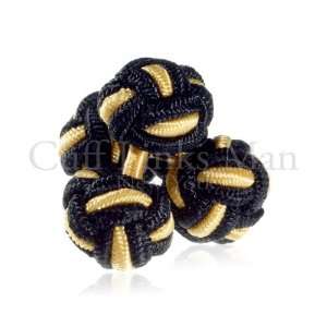  Coal Black & Gold Silk Knot Cuff Links CL SK 0021 Jewelry