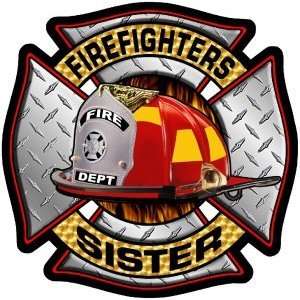   Plate Firefighters Sister Exterior Window Decal 