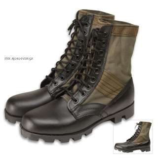 OLIVE DRAB MILITARY JUNGLE BOOTS LEATHER ARMY COMBAT  