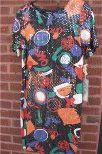   color funky geometric print sequin Dress sz6 Et Al New York USA  