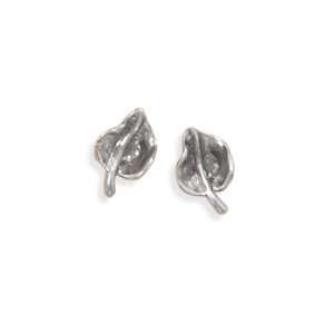  Sterling Silver Oxidized Leaf Earrings Jewelry