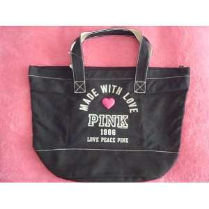   PINK Made with Love Tote Travel Canvas Shoulder Bag 