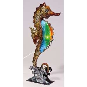  Glass and Metal Seahorse Lamp