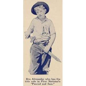  1923 Print Ben Alexander Silent Film Actor Penrod Sam 