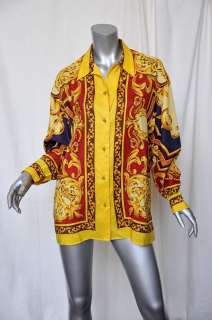 RENATO NUCCI Baroque Style Button Down SILK Dress Shirt Scarf Print 