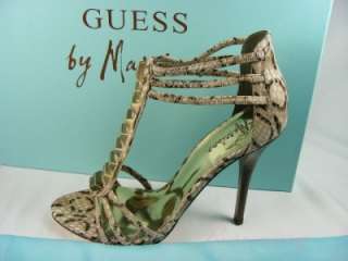 Guess By Marciano Rayna Studded Leather Snake Sandal Heel Shoes Light 