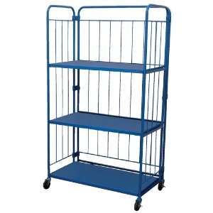 Vestil ROL Steel Wire Cage Cart, 3 Shelves, Blue, 990 lbs Load 