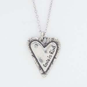 Bob Siemon Pewter Love is Kind, 2.5mm Crystal and 1 Cor. 134 Pendant 
