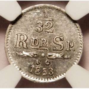  Tiny Silver 1853 AG Swedish 1/32nd Riksdaler    Large AG 