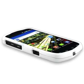 White Rubber Hard Skin Cover Case+ LCD Film Guard For Samsung Droid 