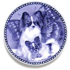 Papillon & Puppy Danish Blue Porcelain Plate
