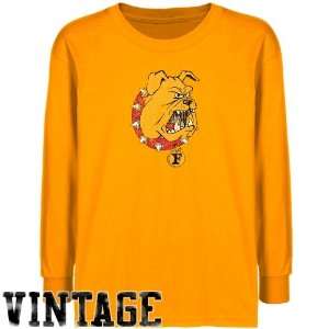  NCAA Ferris State Bulldogs Youth Gold Distressed Logo Vintage T 