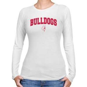 Ferris State Bulldogs Ladies White Logo Arch Long Sleeve Slim Fit T 