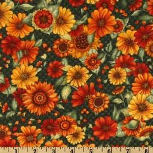  44 Wide Harvest Home Flower Garden Green Fabric By The 