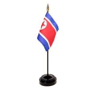  North Korea Flag 4X6 Inch Mounted E Gloss With Fringe 