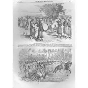  Turco Musicians & Troops Antique Print 1859 By Morin