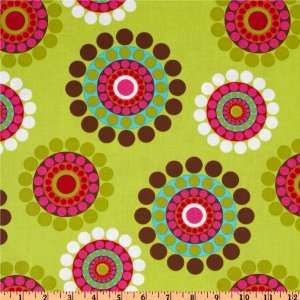  44 Wide Shadow Flower Large Circles Multi/Lime Fabric By 