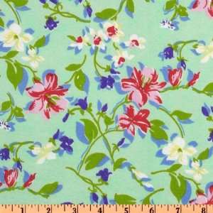  44 Wide Jolie Fleur Shirting Multi/Mint Fabric By The 