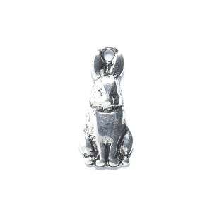 Shipwreck Beads Zinc Alloy Sitting Rabbit Charm, 11 by 26mm, Silver 