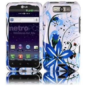 Blue Splash Hard Case Cover for LG Connect 4G MS840 Cell 