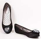 Womens Pretty Flat Ballerina Style Comfortable Black Satin Shoe Sz5.5 