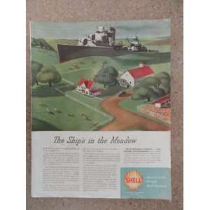 Shell oil company, Vintage 40s full page print ad. (the ships in the 