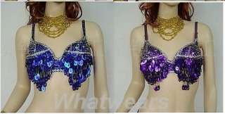 Belly Dance Costume Sexy Grapes Sequin Top Bra S20  