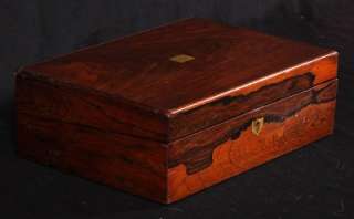   Rosewood & Brass Victorian era Lap Desk / Writing Box & Seals NR